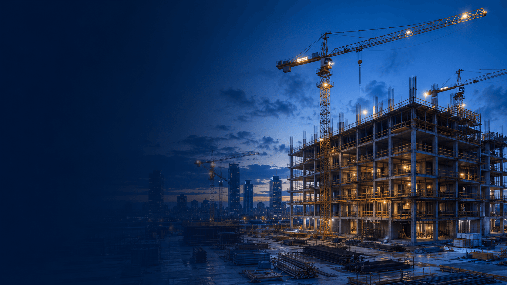 Construction site at dusk